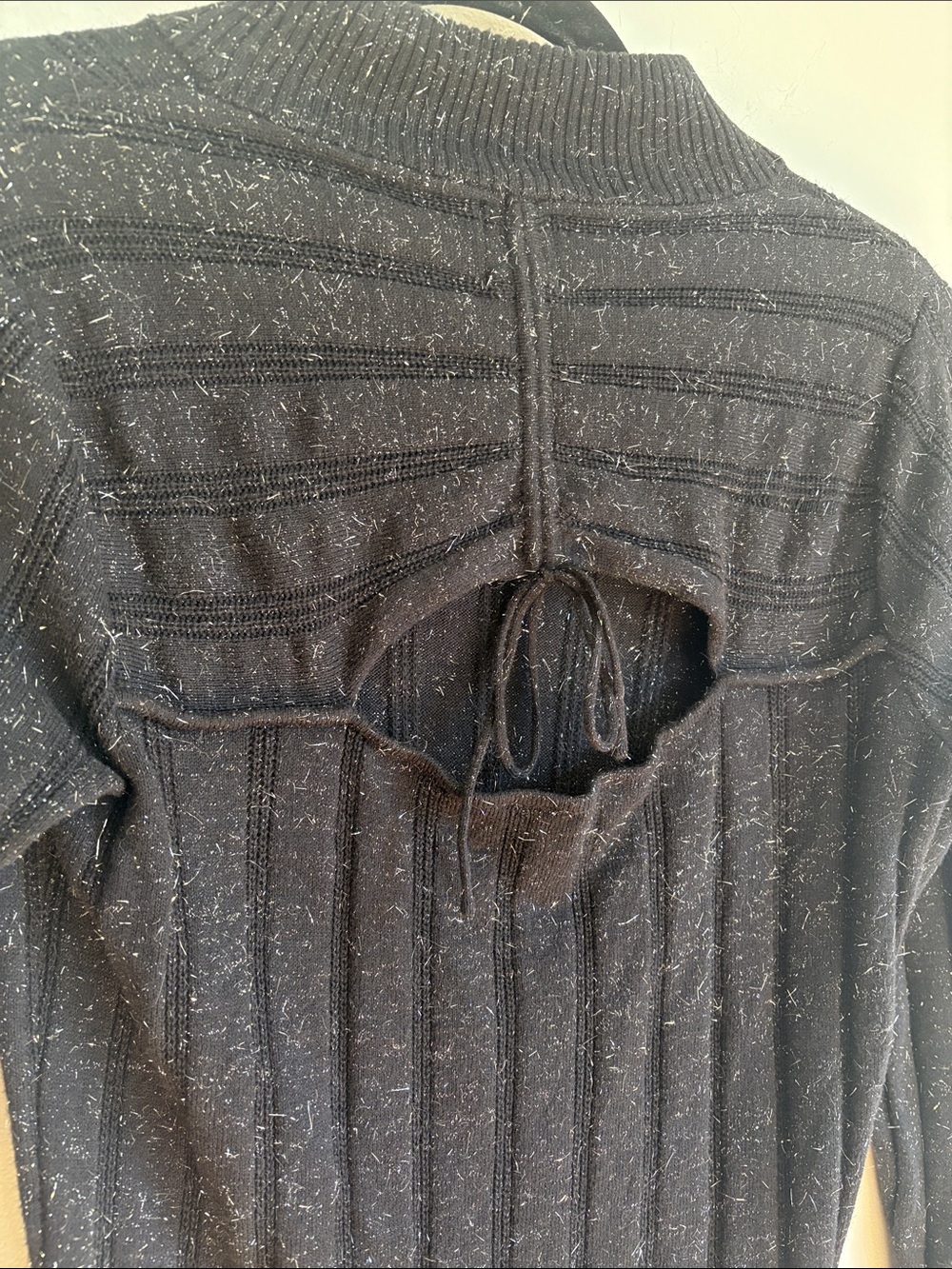 Joie Black Metallic Ribbed Long-Sleeve Dress - Picture 3 of 6
